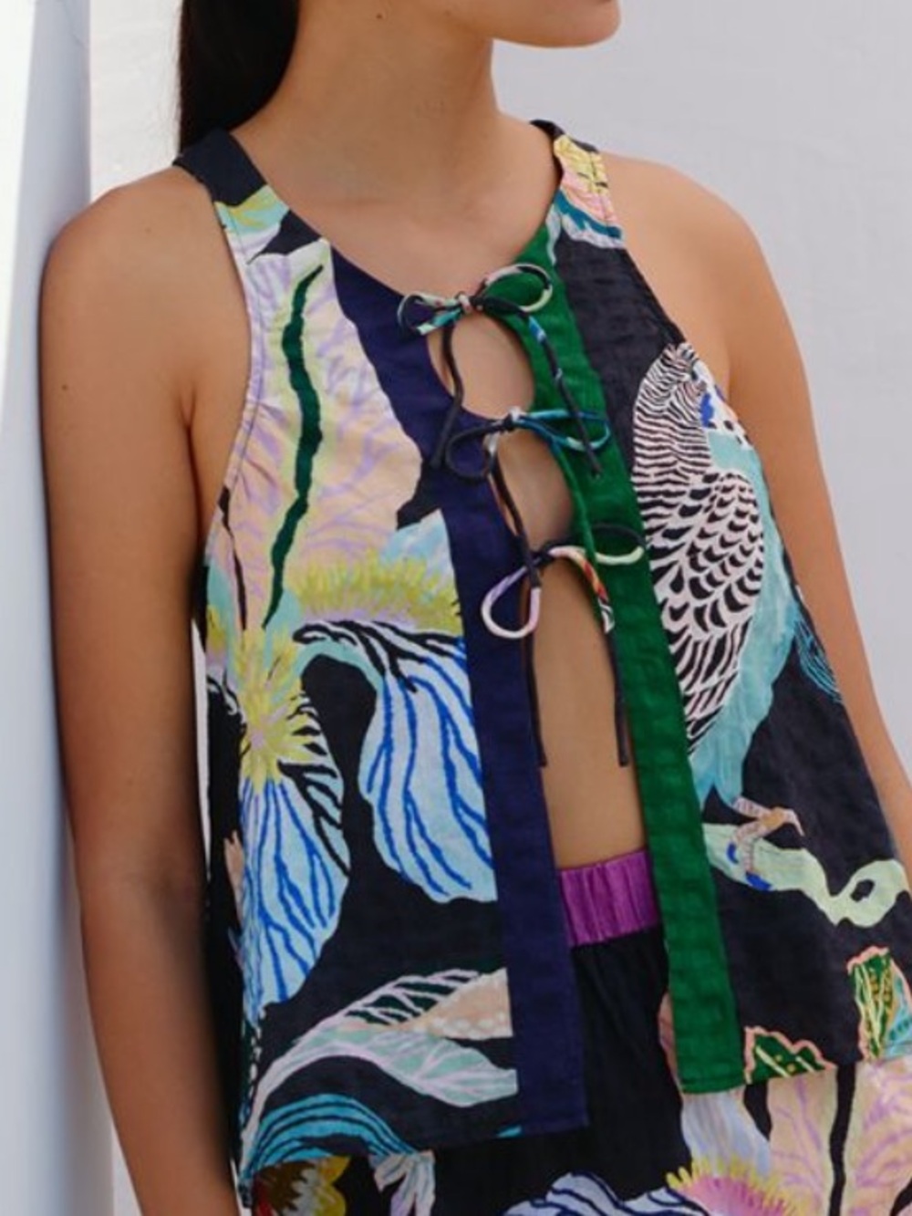Anthropologie Celandine Sarah Gordon Tie-Front Vest  Top in Multicolor